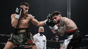 Amin Hachimi y Aarón Alhambra en su primer combate por el Campeonato de España.