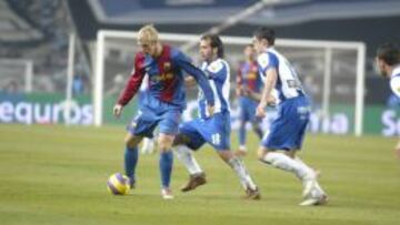 Gudjohnsen y Rufete, en el derbi de Montju&iuml;c en la temporada 2006-07.