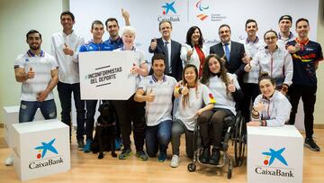 Imagen del acto de la firma del nuevo acuerdo entre CaixaBank y el Comité Paralímpico Español que se ha firmado este jueves en la sede del Consejo Superior de Deportes.