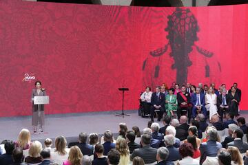 La presidenta de la Comunidad de Madrid, Isabel Díaz Ayuso durante su discurso.   