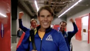 Nadal, Federer y Fognini bromeando en la Laver Cup