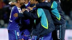 La afición del Getafe esperó para aclamar a los jugadores