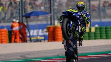 #46 VALENTINO ROSSI from Italy, Movistar Yamaha MotoGP Team, Yamaha YZR-M1 2018, Gran Premio Octo di San Marino e della Riviera di Rimini, during the Saturday QP at the Marco Simoncelli World Circuit for the 13th round of MotoGP World Championship, from September 7th to 9th