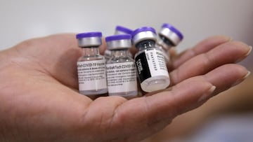 Vials of the Pfizer-BioNTech vaccine against COVID-19 at a vaccination centre in Santiago.