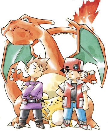 Ilustración publicada por Ken Sugimori en 1996 con motivo del lanzamiento de los juegos en Japón.