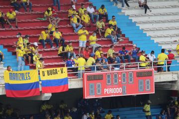 Los hinchas de la Selección Colombia acompañan al equipo en su partido ante Ecuador por las Eliminatorias Sudamericanas en el Metropolitano.