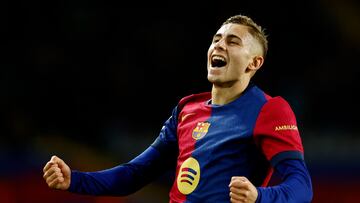 Soccer Football - LaLiga - FC Barcelona v Valencia - Estadi Olimpic Lluis Companys, Barcelona, Spain - January 26, 2025 FC Barcelona's Fermin Lopez celebrates scoring their fourth goal REUTERS/Albert Gea