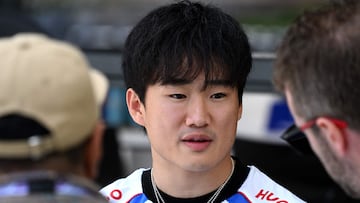 RB's Japanese driver Yuki Tsunoda talks to media at the Albert Park circuit in Melbourne on March 13, 2025, ahead of the Formula One Australian Grand Prix. (Photo by Paul Crock / AFP) / --IMAGE RESTRICTED TO EDITORIAL USE - STRICTLY NO COMMERCIAL USE�