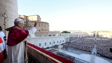 Newly elected Pope Leo XIV, Cardinal Robert F. Prevost of the U.S., appears on the balcony of St. Peter's Basilica at the Vatican, May 8, 2025. Vatican Media/Handout via REUTERS ATTENTION EDITORS - THIS IMAGE WAS PROVIDED BY A THIRD PARTY. TPX IMAGES OF THE DAY
