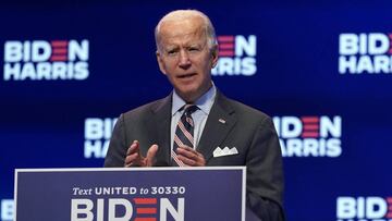 Joe Biden habla después de participar en una reunión informativa sobre la vacuna contra el coronavirus con expertos en salud pública, el miércoles 16 de septiembre de 2020 en Wilmington, Delaware.