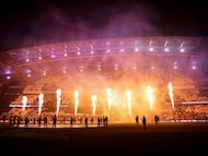 17/03/26 PARTIDO CHAMPIONS LEAGUE OCTAVOS VUELTA
MANCHESTER CITY - REAL MADRID
ETIHAD STADIUM FUEGOS ARTIFICIALES PANORAMICA VISTA GENERAL