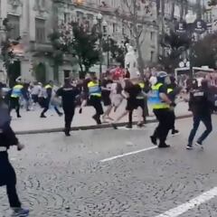England fans clash with Portuguese riot police