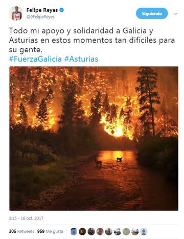 La solidaridad del mundo del deporte con los incendios de Galicia, Asturias y Portugal