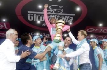 El último ganador del Giro de Italia opta esta 100ª edición a revalidar el título, esta vez como lí­der del Bahrein-Merida. Además de la ronda 2016, el italiano ganó en 2013, fue segundo en 2011 y tercero en 2010.