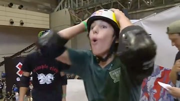 Guy Khury poniéndose las manos en la cabeza en los X Games Chiba (Japón) el sábado 21 de septiembre del 2024.