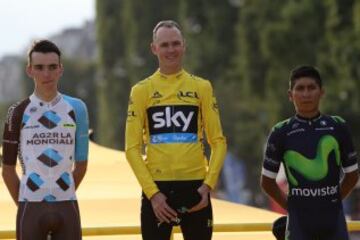 Nairo se para en el podio por tercera vez.