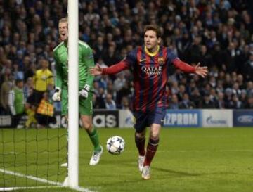 Messi celebra su gol de penalti. 0-1.