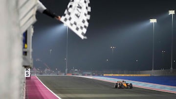 McLaren's Australian driver Oscar Piastri secures pole position at the end of the qualifying session ahead of the Formula One Qatar Grand Prix at the Lusail International Circuit in Lusail on November 29, 2025. (Photo by Darko Bandic / POOL / AFP)