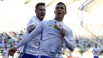 Ftbol,  Audax Italiano vs. Universidad de Chile. 
 Copa Chile 2017. 
 El jugador  de Universidad de Chile, Isaac Daz,  celebra su gol durante el partido de copa Chile contra Audax Italiano, disputado en el estadio Bicentenario de la Florida, Santiago, C