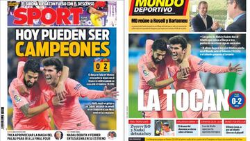 Portadas de los diarios Sport y Mundo Deportivo del d&iacute;a 24 de abril de 2019.