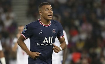 Kylian Mbappe of PSG during the French championship Ligue 1 football match between Paris Saint-Germain and RC Strasbourg on August 14, 2021 at Parc des Princes stadium in Paris, France.