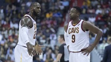 LeBron James y Dwyane Wade durante el Washington Wizards-Cleveland Cavaliers.