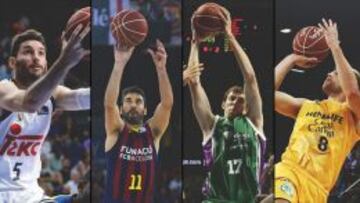 Rudy Fernández (Madrid), Navarro (Barça), Vázquez (Unicaja) y Newley (Granca).