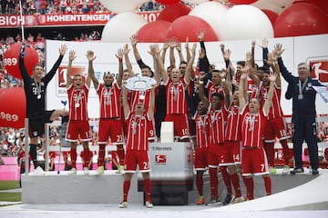 El Bayern Múnich celebró la conquista de su 27º título de la Bundesliga.