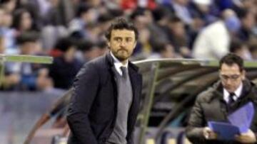 El entrenador del Celta de Vigo Luis Enrique durante el partido que disputan hoy frente al Getafe en el estadio Balaidos de Vigo.
