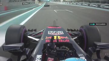 La &#039;peineta&#039; de Ricciardo a Grosjean.