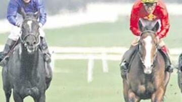 <b>DÍA DE SORPRESAS. </b>Desert Run (centro) se impuso con facilidad aTate Dancer y Fogoso Marshal.