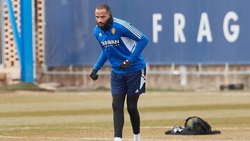 Bebé, en un entrenamiento con el Real Zaragoza.