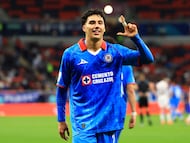 Soccer Football - FIFA Intercontinental Cup - Derby of the Americas - Cruz Azul v Flamengo - Ahmad Bin Ali Stadium, Al-Rayyan, Qatar - December 10, 2025 Cruz Azul's Jorge Sanchez celebrates scoring their first goal REUTERS/Thaier Al-Sudani