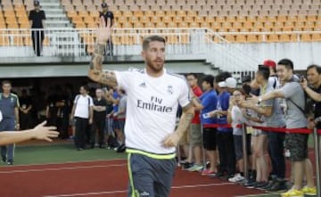 Entrenamiento en Guangzhou. Sergio Ramos.