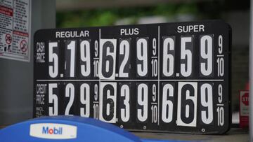 NEW JERSEY, USA - JUNE 7: Gas prices over $5.00 a gallon are displayed at gas stations in New Jersey, USA, on June 7, 2022. (Photo by Lokman Vural Elibol/Anadolu Agency via Getty Images)