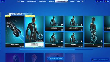 El contenido de TRON en Fortnite est&aacute; en la secci&oacute;n &quot;Tron: Legacy&quot; de la tienda