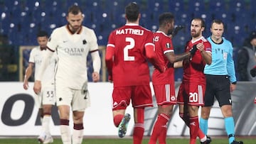 Soccer Football - Europa League - Group A - CSKA Sofia v AS Roma - Vasil Levski National Stadium, Sofia, Bulgaria - December 10, 2020 CSKA Sofia&#039;s Tiago Rodrigues celebrates scoring their first goal REUTERS/Stoyan Nenov