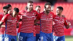 Los jugadores del Granada celebran el gol de rebote de Germ&aacute;n.