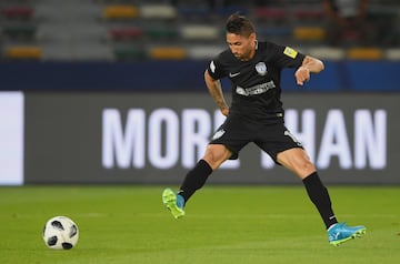 ABU DHABI, UNITED ARAB EMIRATES - DECEMBER 16: Jonathan Urretaviscaya of CF Pachuca scores his sides first goal during the FIFA Club World Cup UAE 2017 third place play off match between Al Jazira and CF Pachuca at the Zayed Sports City Stadium on December 16, 2017 in Abu Dhabi, United Arab Emirates.  (Photo by Mike Hewitt - FIFA/FIFA via Getty Images)