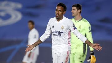 Militao, durante un partido del Real Madrid.