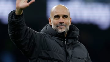 Soccer Football - Carabao Cup - Semi Final - Second Leg - Manchester City v Newcastle United - Etihad Stadium, Manchester, Britain - February 4, 2026 Manchester City manager Pep Guardiola celebrates after the match Action Images via Reuters/Jason Cairnduff EDITORIAL USE ONLY. NO USE WITH UNAUTHORIZED AUDIO, VIDEO, DATA, FIXTURE LISTS, CLUB/LEAGUE LOGOS OR 'LIVE' SERVICES. ONLINE IN-MATCH USE LIMITED TO 120 IMAGES, NO VIDEO EMULATION. NO USE IN BETTING, GAMES OR SINGLE CLUB/LEAGUE/PLAYER PUBLICATIONS. PLEASE CONTACT YOUR ACCOUNT REPRESENTATIVE FOR FURTHER DETAILS..