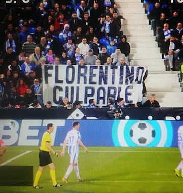 La pancarta que se exhibió en Butarque durante el Leganés-Real Madrid.