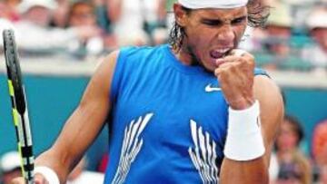 <b>OBJETIVO CUMPLIDO. </b>Nadal celebra su victoria sobre el alemán Tommy Haas en Cincinnati.