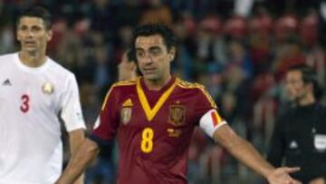Xavi Hernández durante el partido.