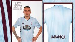 Iago Aspas posa con la camiseta que lucir&aacute; el Celta en la temporada 2019-2020.