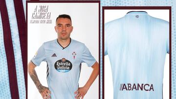 Iago Aspas posa con la camiseta que lucir&aacute; el Celta en la temporada 2019-2020.