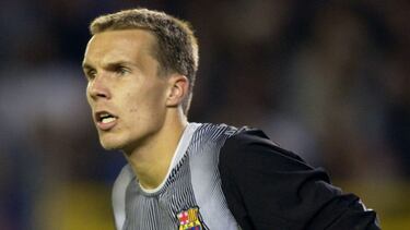 Robert Enke en la portería del Barcelona.