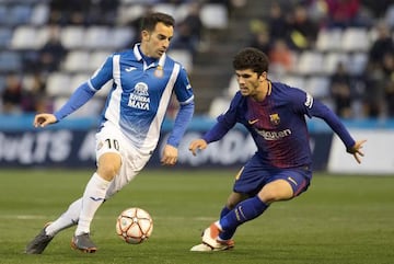 Carles Aleñá (right) in action against Espanyol earlier this year.