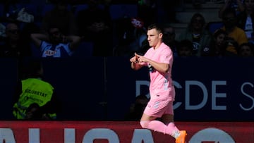 Ferran Jutglà celebra el tanto anotado contra el Espanyol.