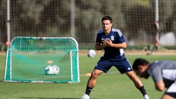 Luca Sangalli, durante un entrenamiento con el Cartagena.